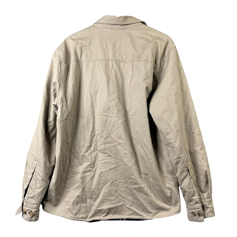 Woolrich Green Label Mens Medium Tan Flannel Lined Cotton Shirt Jacket Shacket